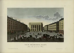 1817 1824 Prints: Vue du Théâtre royal Italien, prise du côté de la place