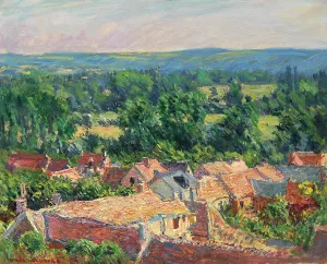 Meadow Prints: Vue du village de Giverny, 1886. Creator: Monet, Claude (1840-1926)
