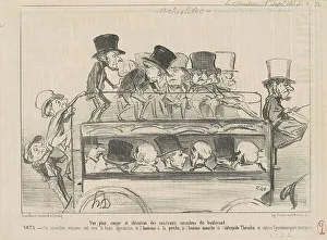 Open Top Prints: Vue... et elévation des... omnibus du boulevard... 19th century. Creator: Honore Daumier