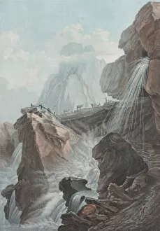 Waterfall Collection: Vue de la chute du torrent de Gelten, 1785. Creator: Charles-Melchior Descourtis