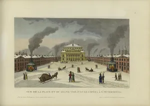 1817 1824 Prints: Vue de la place et du grand théâtre de l'opéra à Saint-Pétersbourg