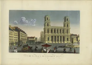 1817 1824 Prints: Vue de la place de l'église Saint-Sulpice