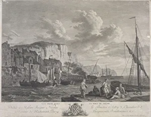 Engraving And Etching Prints: Vue prise dans le port de Dieppe (View of the port of Dieppe)