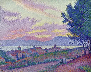 Divisionism Gallery: Vue de Saint-Tropez, coucher de soleil au bois de pins, 1896