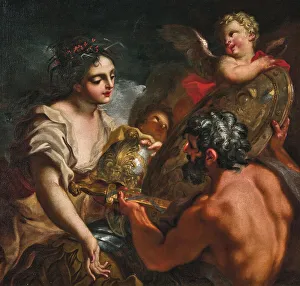 Odyssey Prints: Vulcan hands Thetis the shield for Achilles. Creator: Balestra; Antonio (1666-1740)