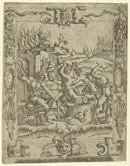 Metamorphoses Gallery: Vulcans Forge, ca. 1542. Creator: Master IQV