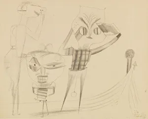 Pencil On Paper Prints: Vulgar comedy, 1922. Creator: Klee, Paul (1879-1940)