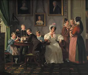 Biedermeier Prints: The Waagepetersen family, 1836. Creator: Marstrand, Wilhelm Nicolai (1810-1873)