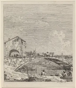 The Wagon Passing Over a Bridge, c. 1735 / 1746. Creator: Canaletto