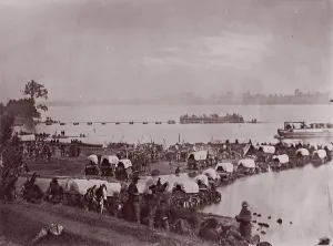 Supplies Gallery: Wagon Train at Port Royal, Rappahannock River, 1861-65. Creator: Andrew Joseph Russell