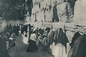Our Wonderful World Prints: The Wailing Wall: The Day of Lamentation for the Lost City of their Forefathers, c1935