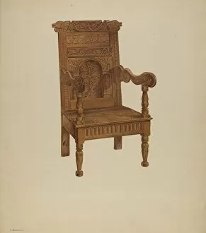 Armchair Gallery: Wainscot Armchair, c. 1939. Creator: Leo Drozdoff
