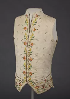 Waistcoat, France, Embroidered 1780s; altered 1795-1805. Creator: Unknown