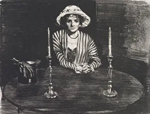 Candle Holder Prints: Waiting, 1914. Creator: John Copley