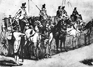 Paul George Prints: Waiting Carriages, 19th century, (1930). Artist: Constantin Guys