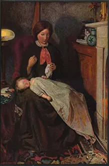 Darning Prints: Waiting: An English Fireside of 1854-1855, 1855. Artist: Ford Madox Brown