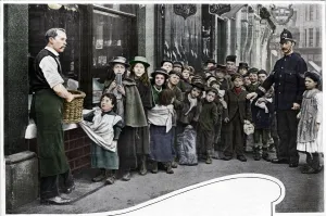 Waiting for parcels of food, Cheapside, c1903 (1903)