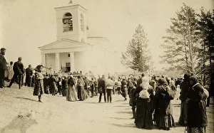 Mamontov Prints: Waiting for the religious procession on Easter week (Bright Week) at the Znamensky
