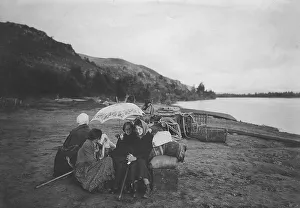Yenisey Siberia Russia Prints: Waiting for the ship at the Bateni pier, 1900. Creator: Unknown