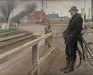 Rail Gallery: Waiting for the Train. Level Crossing by Roskilde Highway, 1914. Creator: Ring, Laurits Andersen