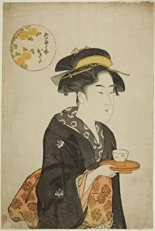 Churinsha Collection: The Waitress Okita of the Naniwaya, c. 1792 / 93. Creator: Katsukawa Shuncho