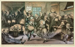 Keppler Joseph Prints: The Wake over the Remains of the Democratic Party, from Puck, n.d. Creator: Joseph Keppler