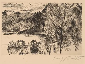 Drypoint In Black Prints: Walchensee mit Jochberg (Walchensee with Jochberg), 1923. Creator: Lovis Corinth