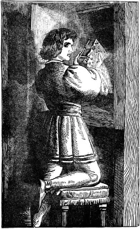Waldensian youth hiding his vernacular Bible c1200 (19th century)