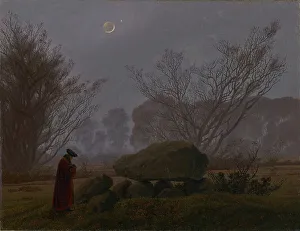 Misty Prints: A Walk at Dusk, about 1830-1835. Creator: Caspar David Friedrich