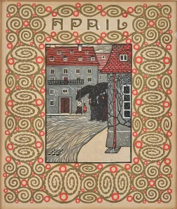 Monthly Pictures Prints: Walk in the rain. Monthly newsletter: April. Creator: Krenek, Carl (1880-1949)