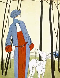 20th Gallery: Walking the Dog, from Art Gout Beaute, pub. 1921 (pochoir print)