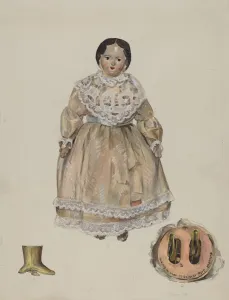 Jane Iverson Prints: Walking Doll, c. 1936. Creator: Jane Iverson