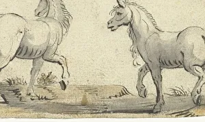 Gerard Ter Borch The Elder Prints: Two walking horses walking from the side, c.1615. Creator: Gerard ter Borch I