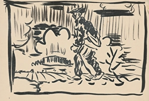 Shoulder Bag Prints: Walking man, 1st half 20th century. Creator: Arnold Peter Weisz-Kubincan