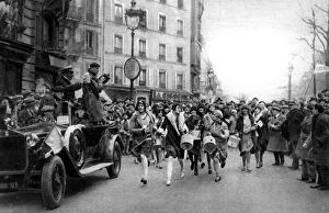 Walking match of midinettes, Paris, St Catherines Day, 1931.Artist: Ernest Flammarion