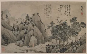 Zhou Shen Prints: Walking by a Mountain Stream, Ming dynasty, 1368-1644. Creator: Unknown