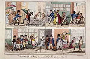 Walking the streets of London, 1818. Artist: George Cruikshank
