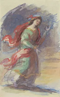Urgent Prints: Walking young woman, in colourful