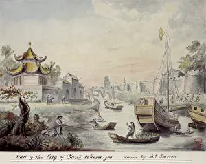 Junk Prints: Wall of the City of Yang-teheou-foo, drawn by Mr. Barrow, 1793. Creator: John Barrow