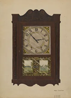 Clock Face Prints: Wall Clock, 1937. Creator: Marie Famularo