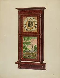 Timepiece Collection: Wall Clock with Mantel, c. 1939. Creator: Richard Taylor