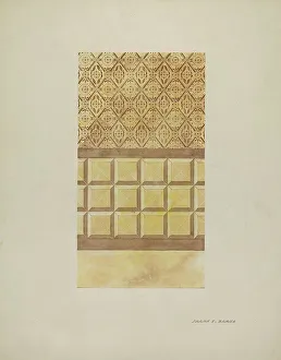 Ranch Prints: Wall Decoration, on Adobe Ranch House, c. 1939. Creator: Frank C. Barks