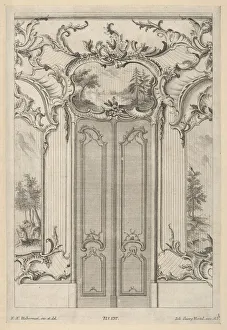 Double Door Prints: Wall Elevation with a Double Door, from Wandfüllungen, ca. 1748-70