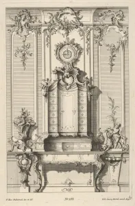 Clock Prints: Wall Elevation with a Secretaire, from Schreibtische, ca. 1748-70