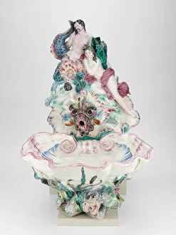 Ence Collection: Wall Fountain and Basin, Sceaux, c. 1755. Creator: Sceaux Faience Manufactory