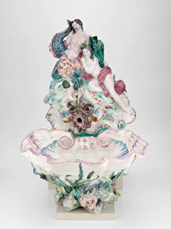 Fa And Xef Prints: Wall Fountain and Basin, Sceaux, c. 1755. Creator: Sceaux Faience Manufactory
