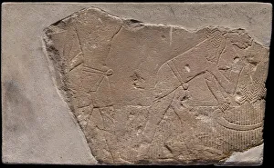 9th Dynasty Prints: Wall Fragment from a Tomb Depicting a Harvest Scene, Egypt, First Intermediate Period