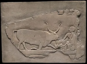 9th Dynasty Prints: Wall Fragment from a Tomb Depicting a Herdsman, Egypt, First Intermediate Period