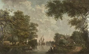Jurriaan Andriessen Prints: Three wall hangings with a Dutch landscape, 1776. Creator: Juriaan Andriessen