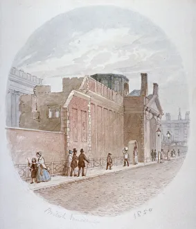 Bloomsbury Prints: Part of a wall of the old British Museum, Bloomsbury, London, 1850. Artist: James Findlay